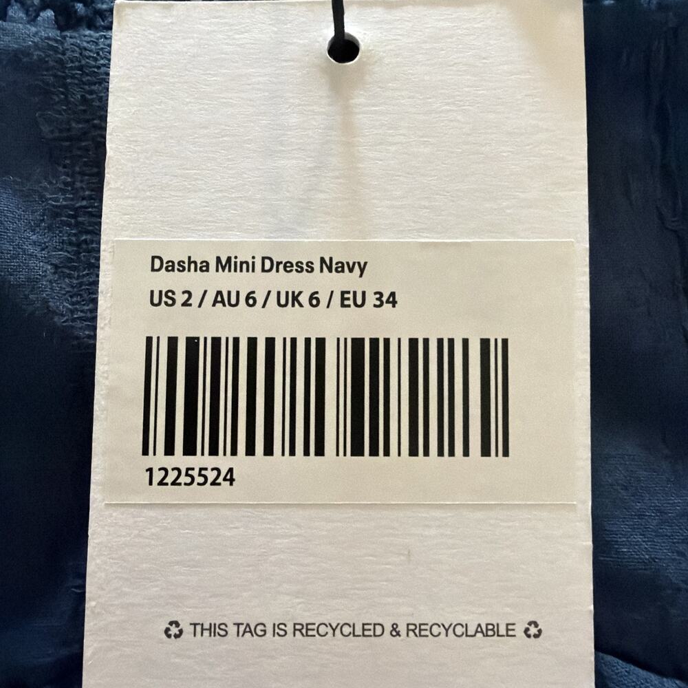 Princess Polly Women’s Dasha Mini Dress In Navy Size US 2 - New - Picture 2 of 4